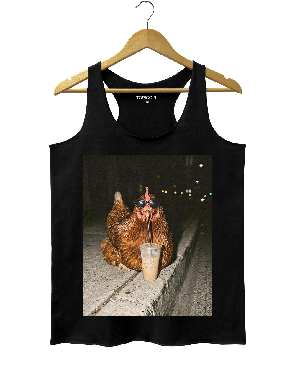 Chicken Drinking Iced Coffee Tank Top