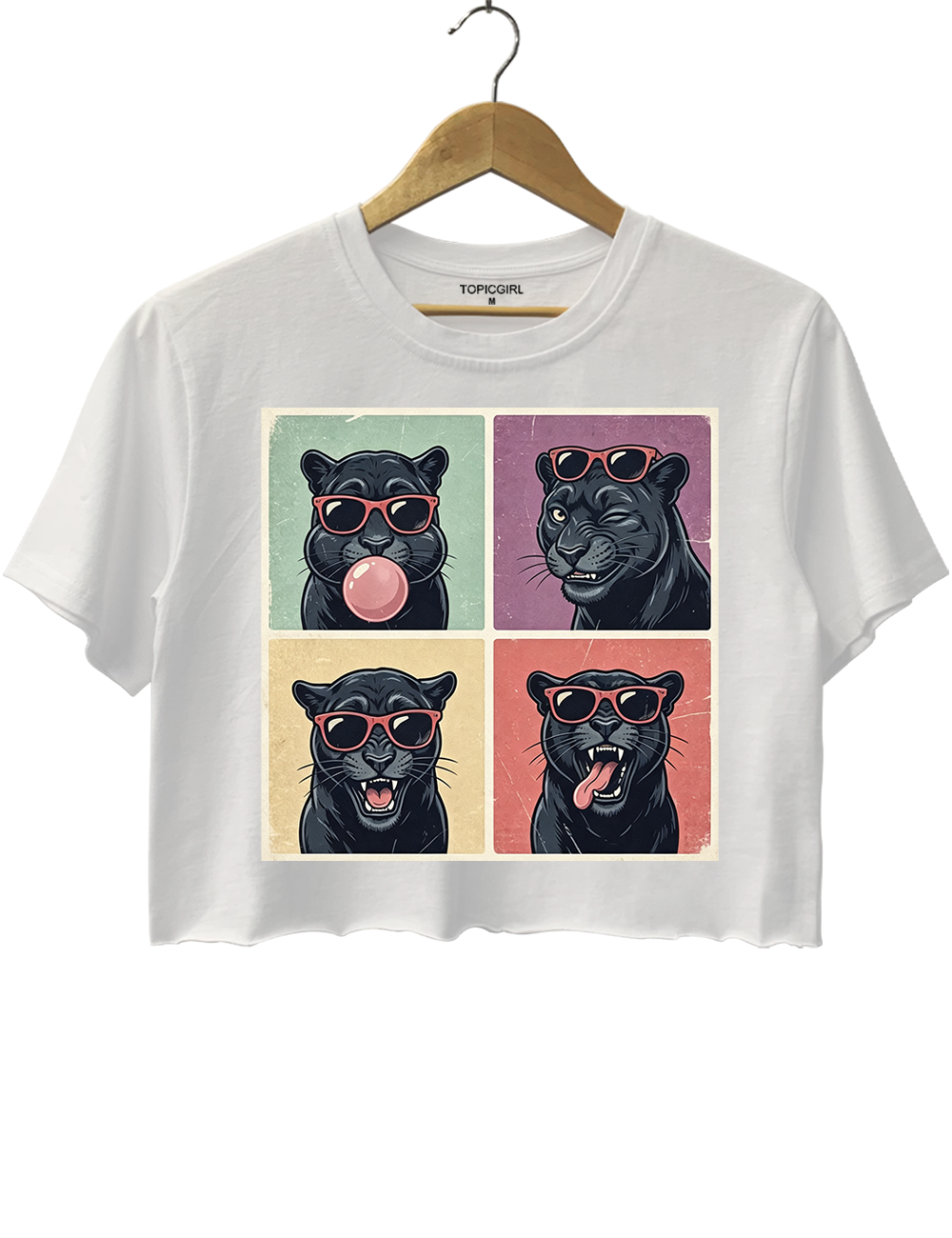 Funny Sunglasses Panther Photobooth Crop Top