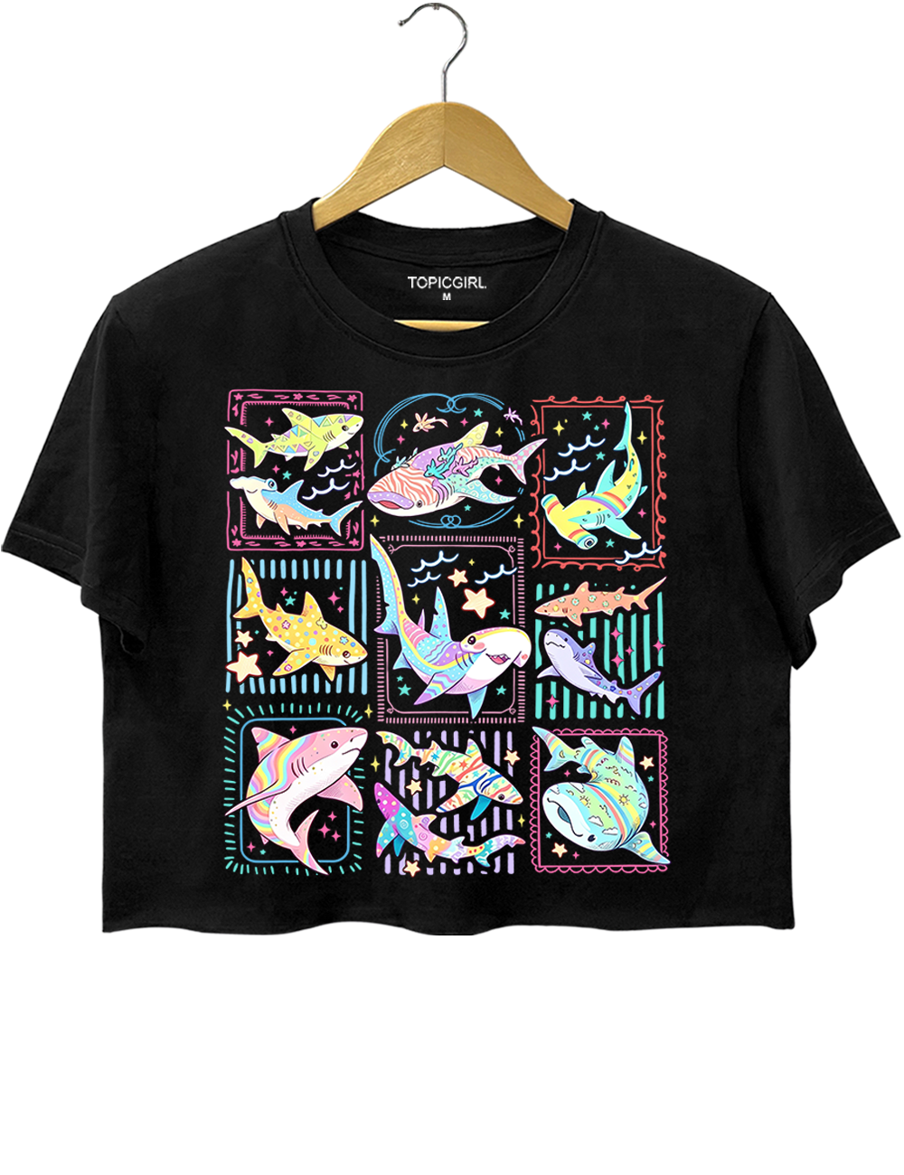 Shark Tropical Ocean Stamps Crop Top
