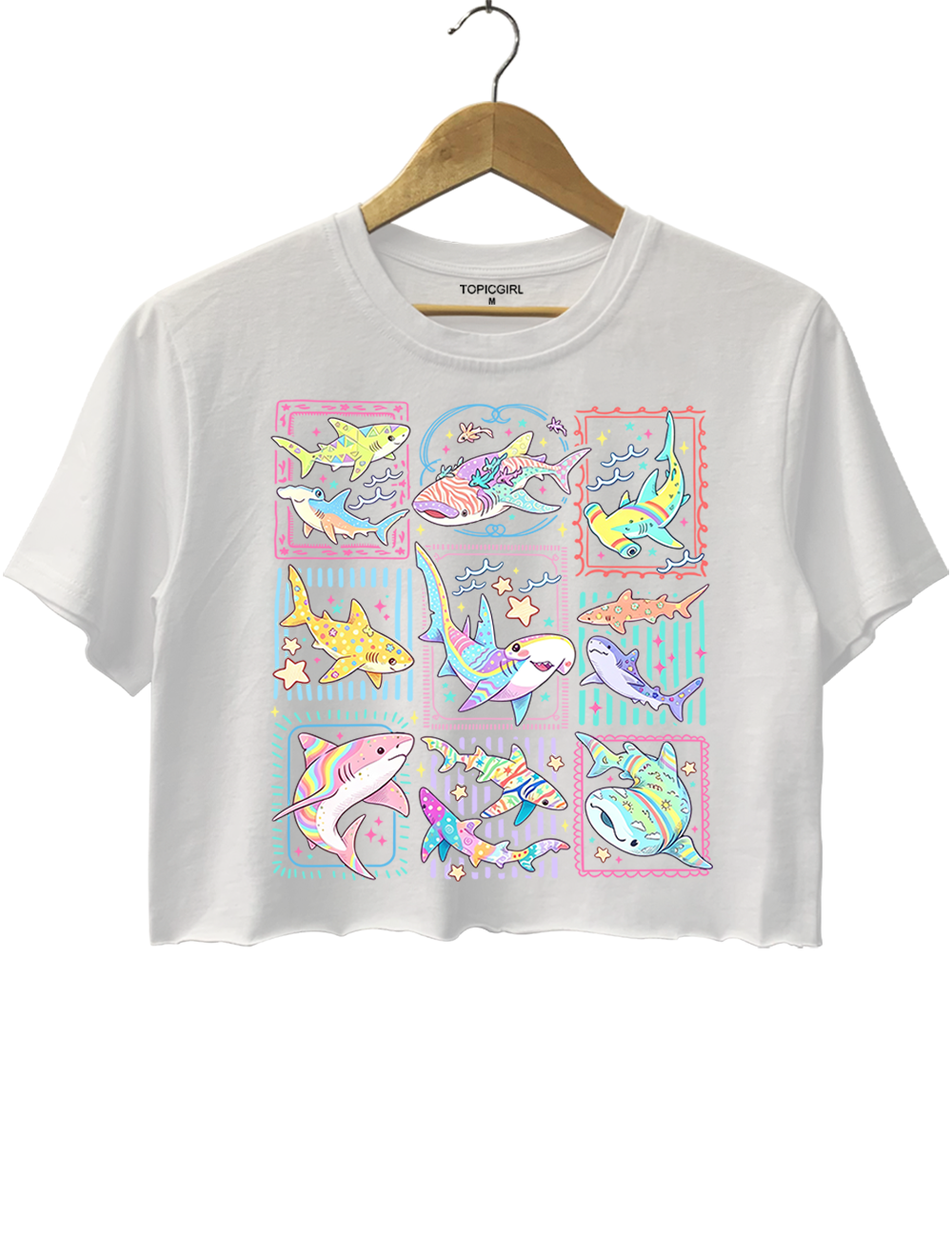 Shark Tropical Ocean Stamps Crop Top