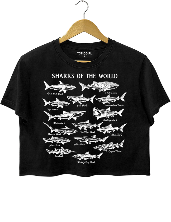 Vintage Sharks Of The World Crop Top