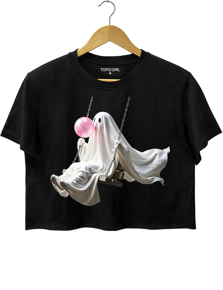 Bubble Gum Cute Ghost Crop Top