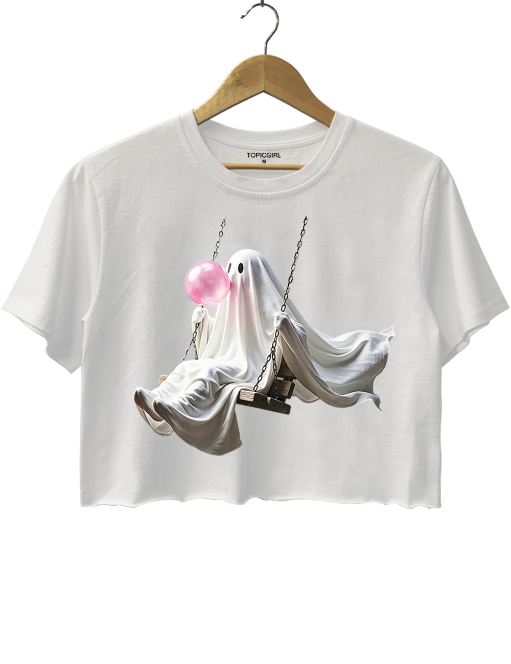 Bubble Gum Cute Ghost Crop Top