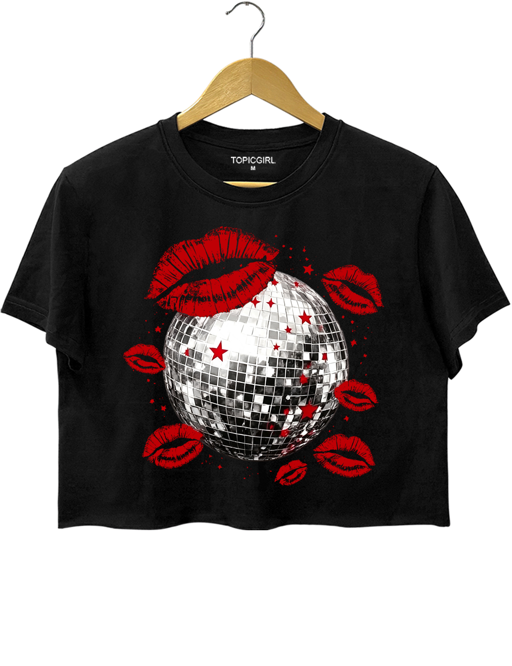 Disco Ball Lips Graphic Crop Top