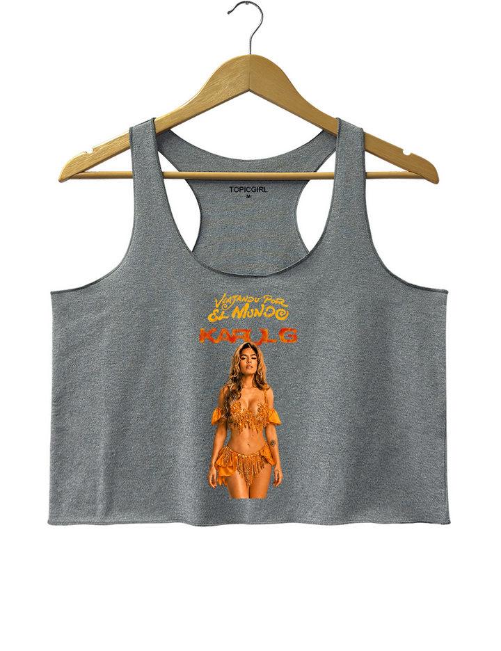 Karol G Viajando Por El Mundo Inspired Crop Tank Top
