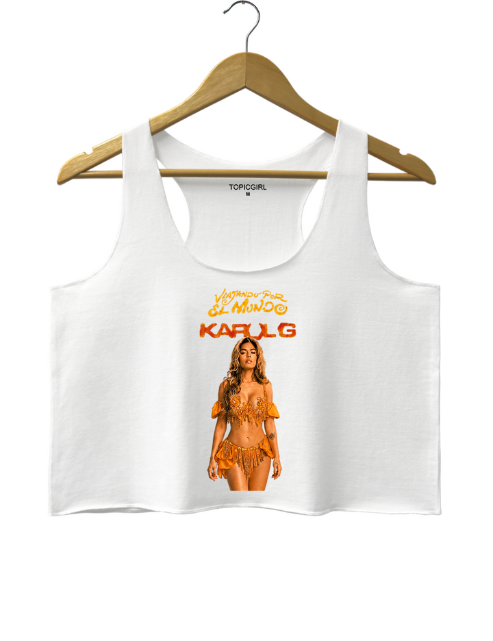 Karol G Viajando Por El Mundo Inspired Crop Tank Top