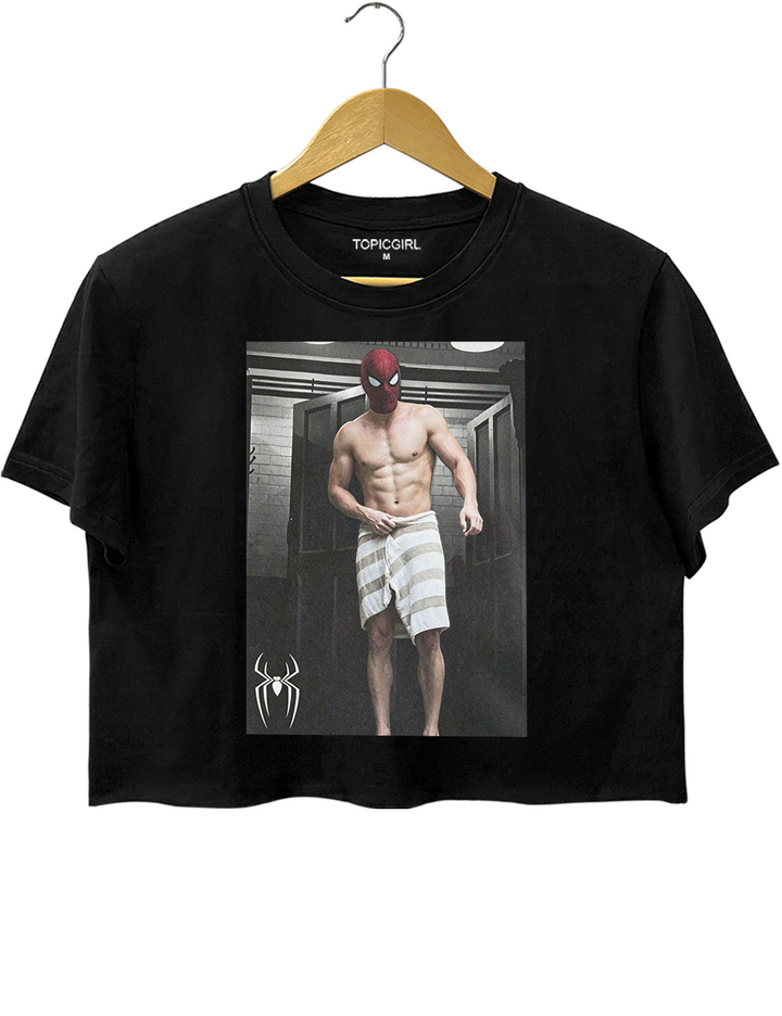 Funny Spider Towel Scene Crop Top