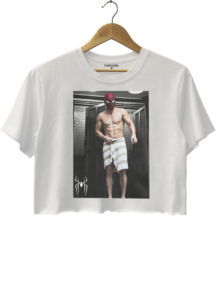 Funny Spider Towel Scene Crop Top