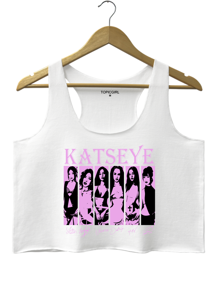 Katseye Girls Crop Tank Top - White