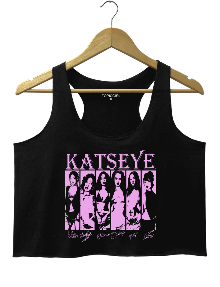Katseye Girls Crop Tank Top - Black