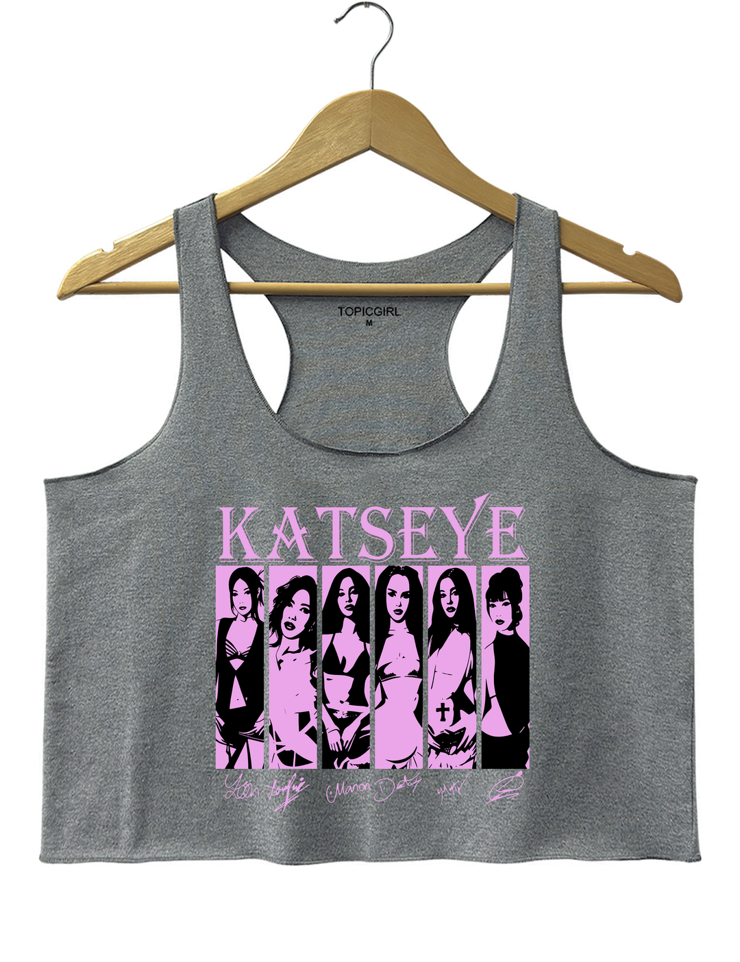 Katseye Girls Crop Tank Top - Gray
