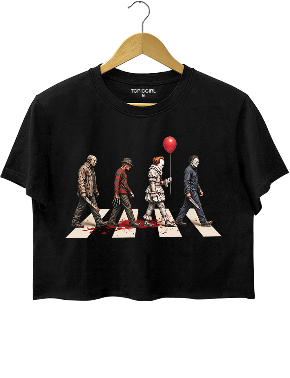 Vintage Horror Characters Abbey Road Crop Top