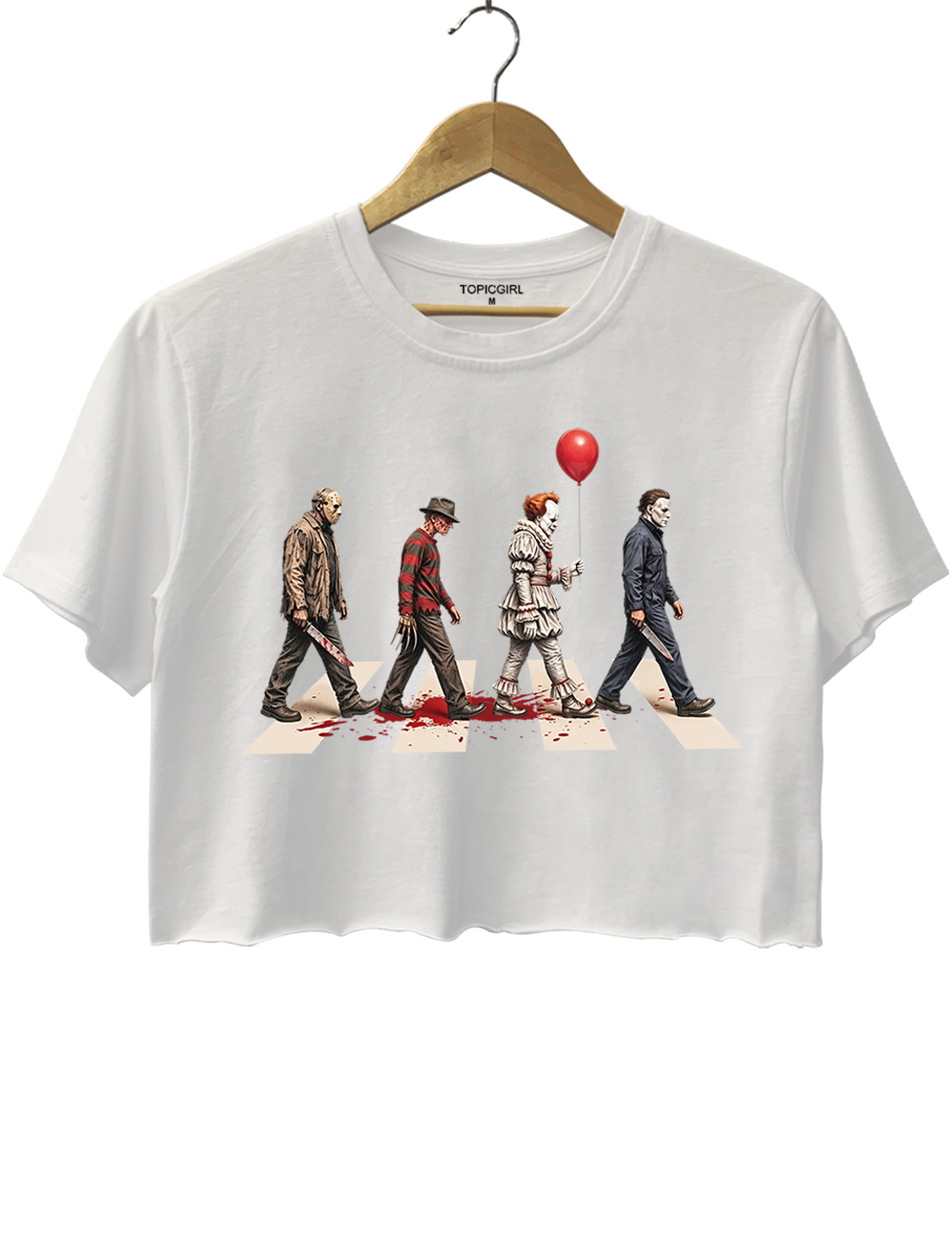 Vintage Horror Characters Abbey Road Crop Top