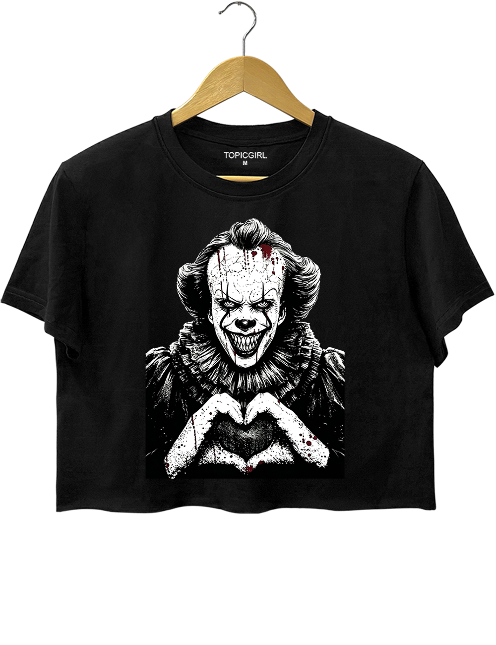 Halloween Characters Heart Hands Pennywise Crop Top