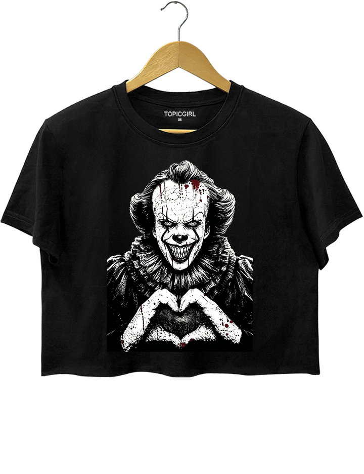 Halloween Characters Heart Hands Pennywise Crop Top