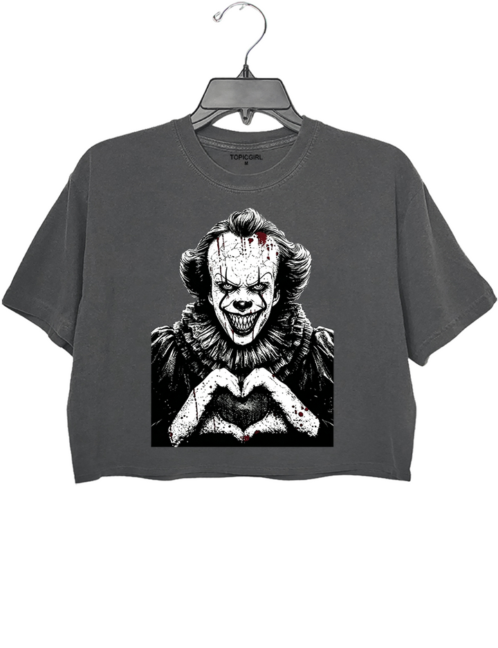 Halloween Characters Heart Hands Pennywise Crop Top