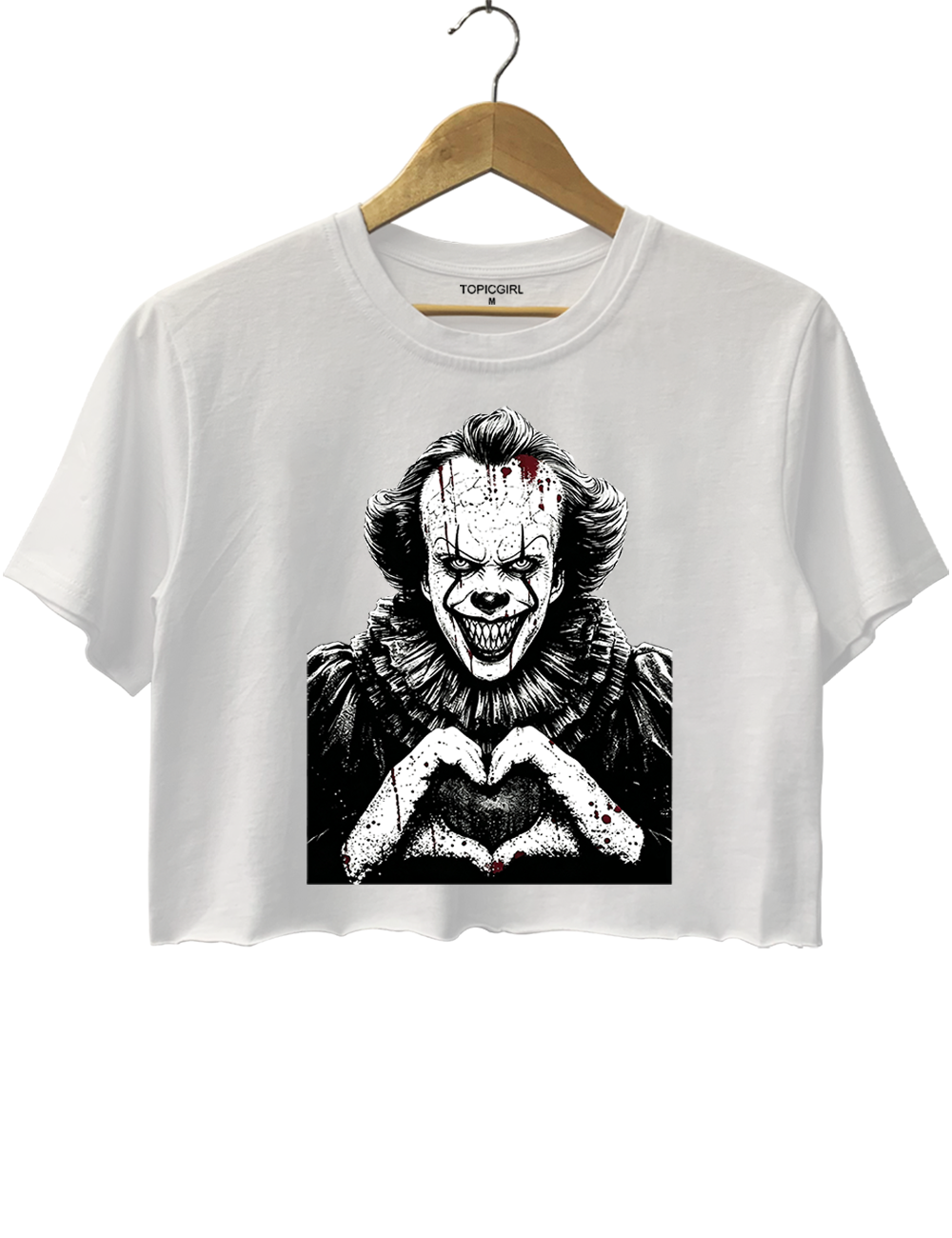 Halloween Characters Heart Hands Pennywise Crop Top