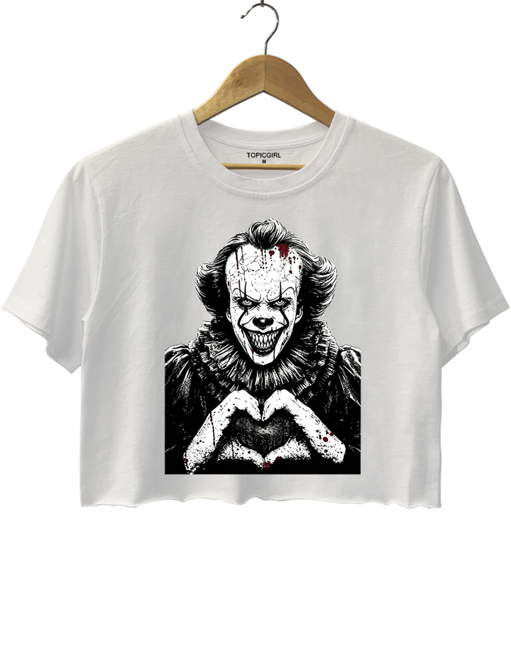 Halloween Characters Heart Hands Pennywise Crop Top