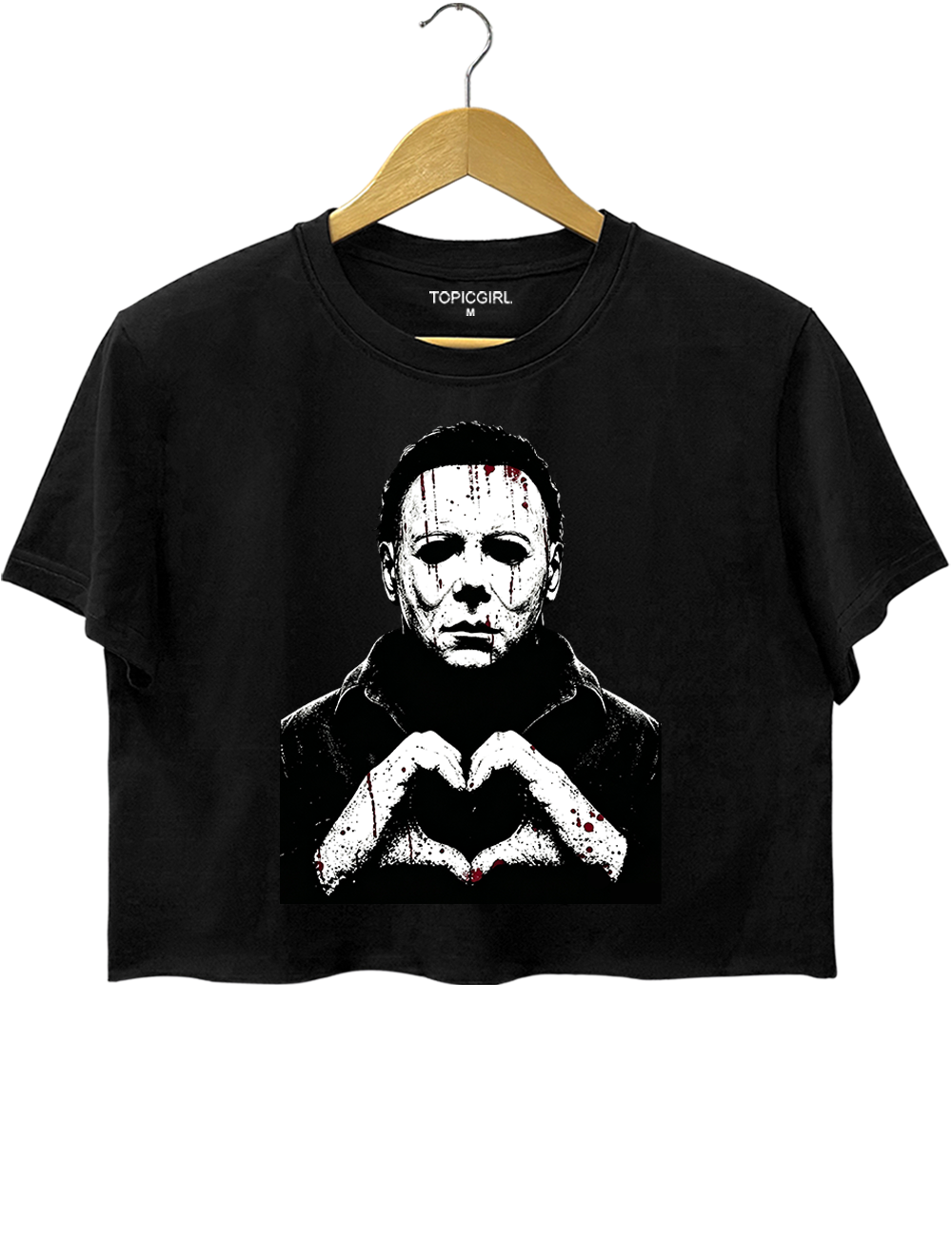 Halloween Characters Heart Hands Michael Crop Top