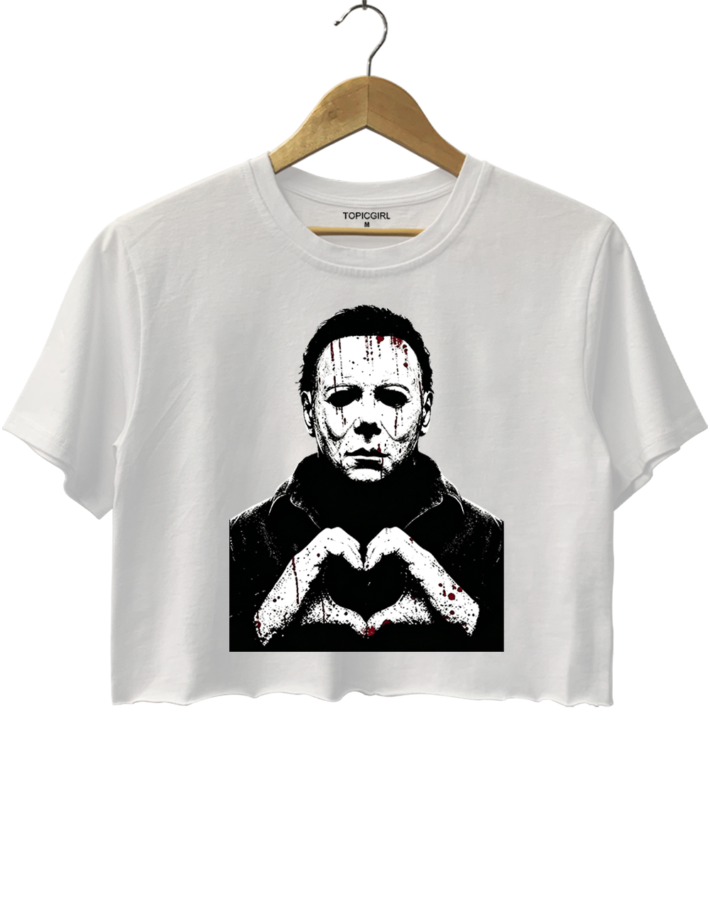 Halloween Characters Heart Hands Michael Crop Top