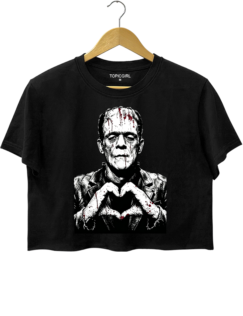 Halloween Characters Heart Hands Frankenstein Crop Top
