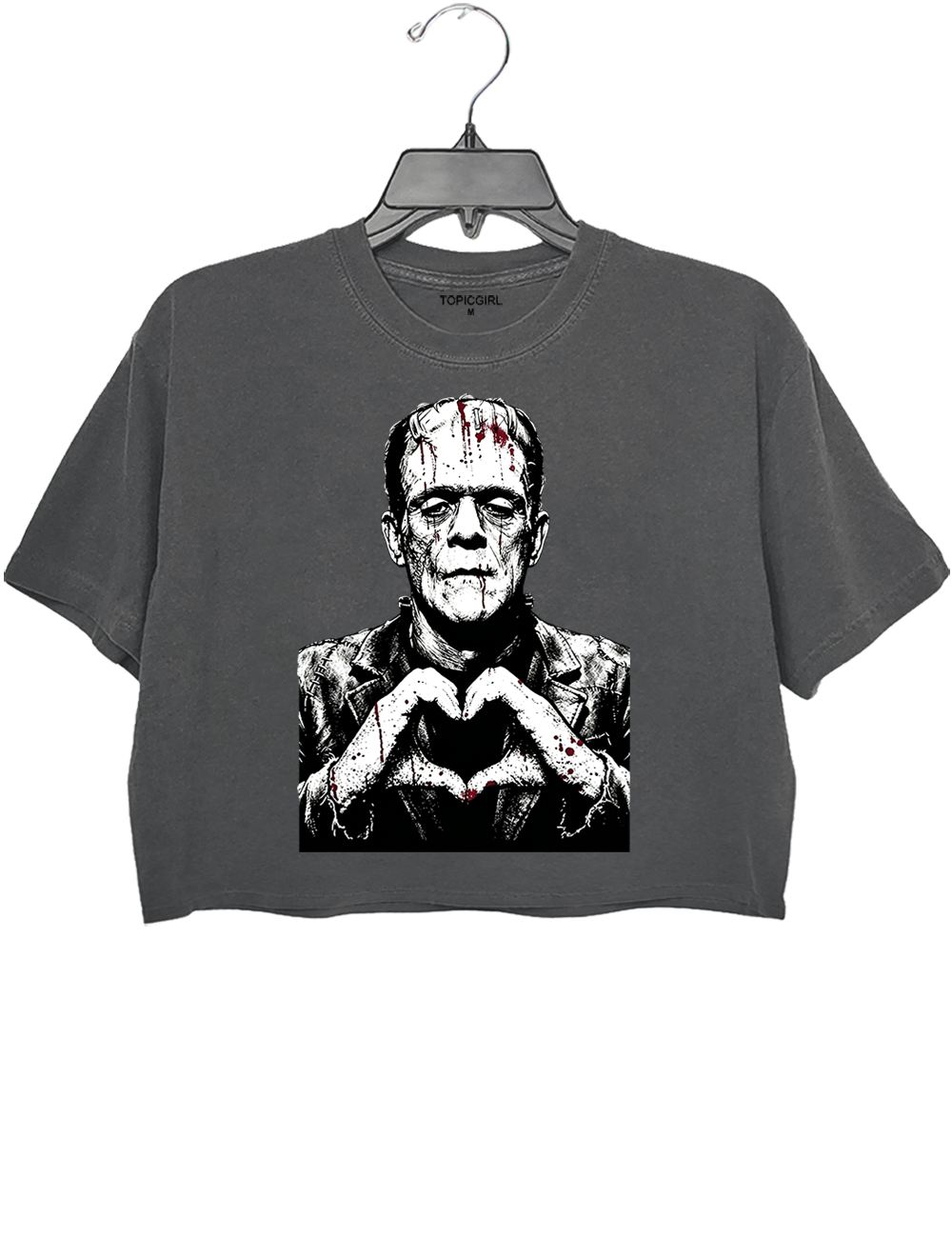 Halloween Characters Heart Hands Frankenstein Crop Top