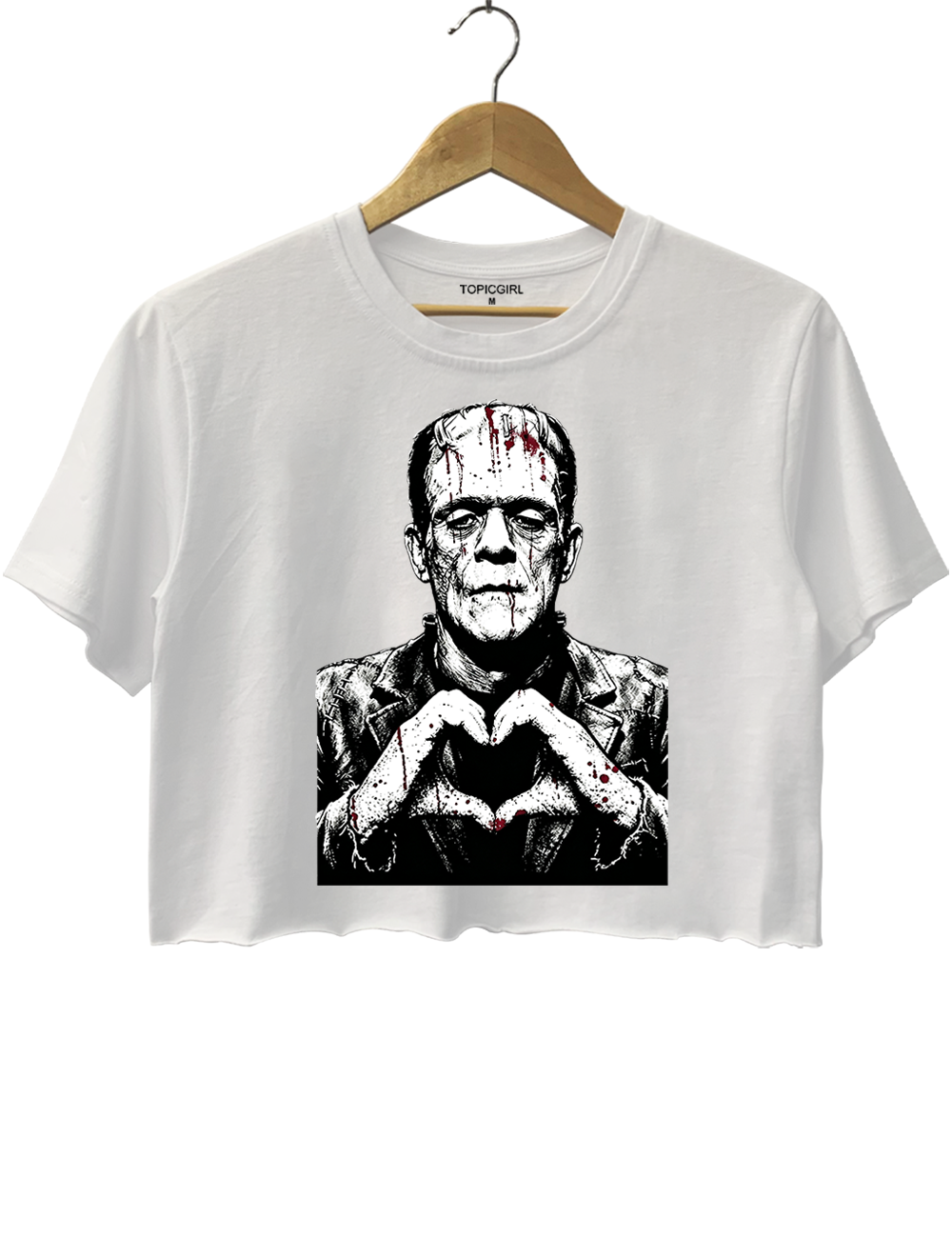 Halloween Characters Heart Hands Frankenstein Crop Top