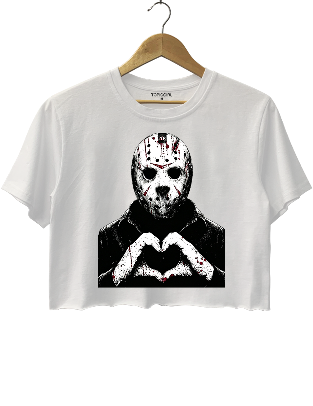 Halloween Characters Heart Hands Jason Crop Top