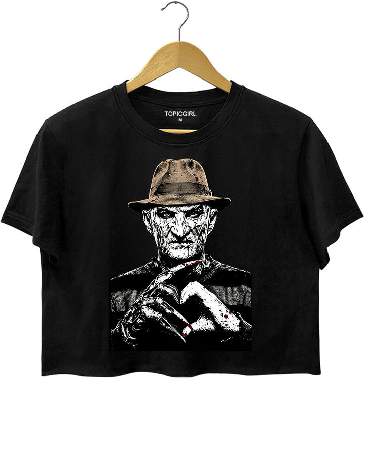 Halloween Characters Heart Hands Freddy Crop Top