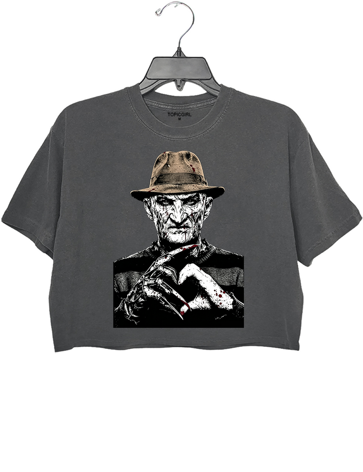 Halloween Characters Heart Hands Freddy Crop Top