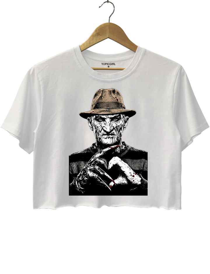 Halloween Characters Heart Hands Freddy Crop Top