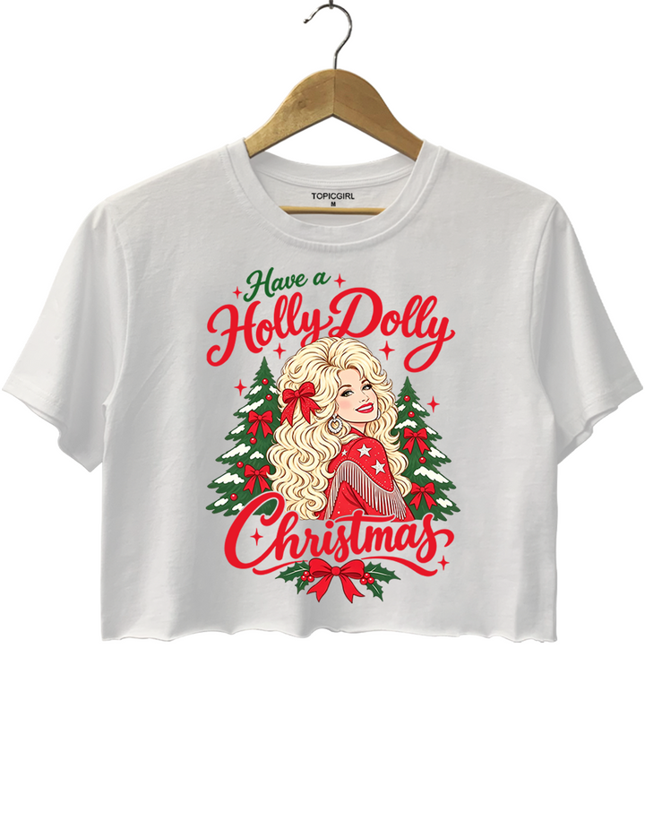 Have A Holly Dolly Christmas Crop Top