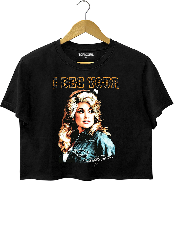 I Beg Your Parton Vintage Portrait Crop Top