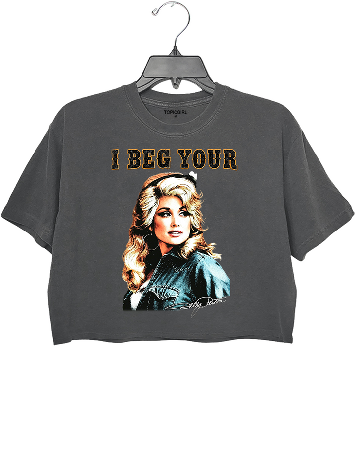 I Beg Your Parton Vintage Portrait Crop Top