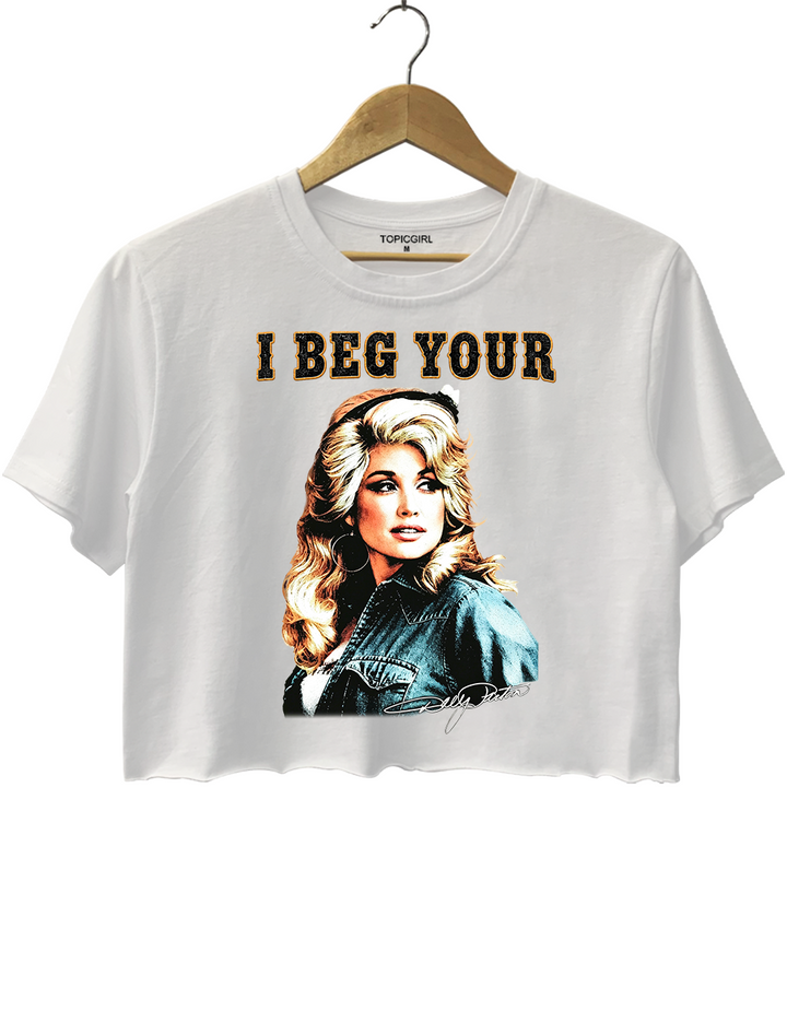 I Beg Your Parton Vintage Portrait Crop Top