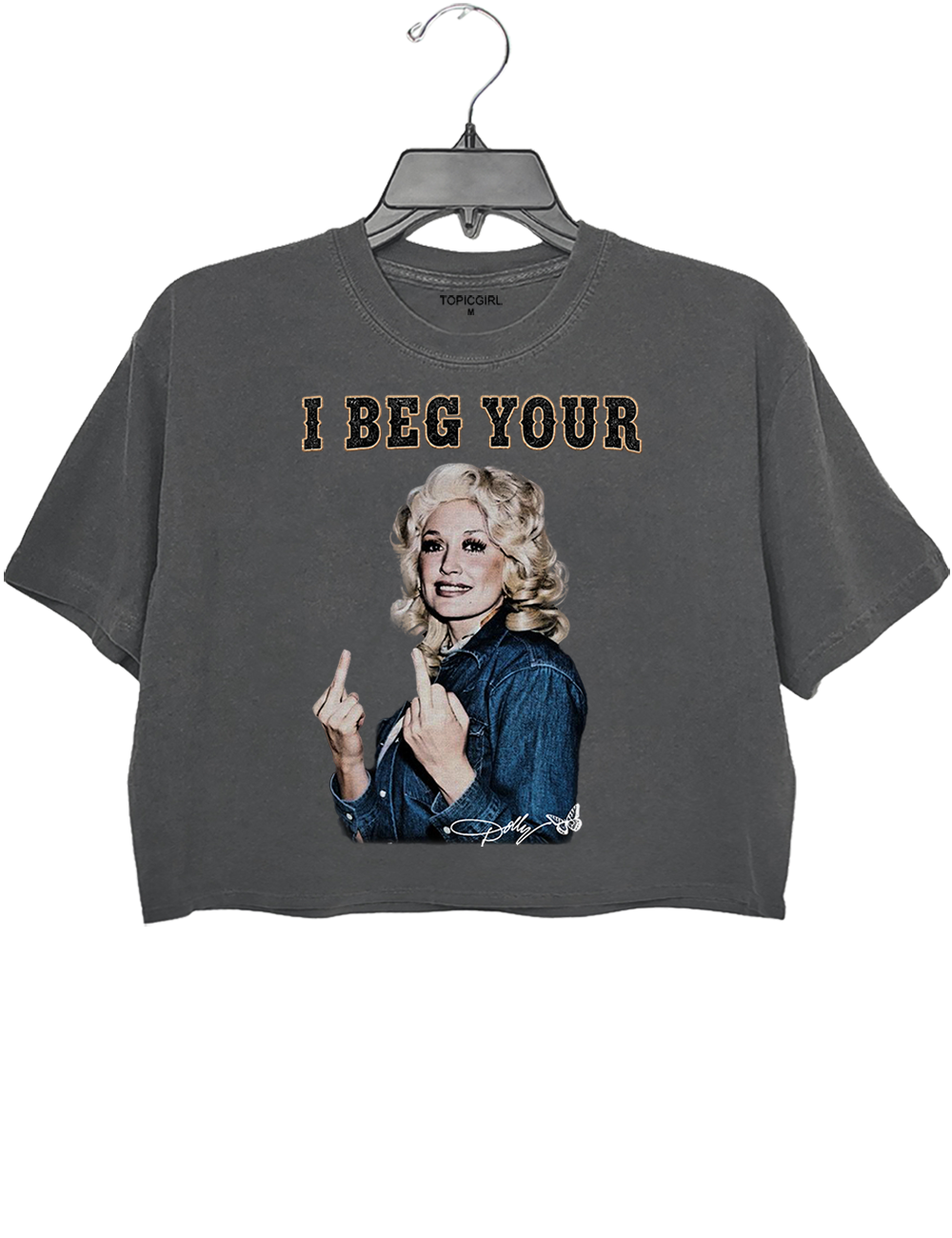 I Beg Your Parton Middle Finger Crop Top
