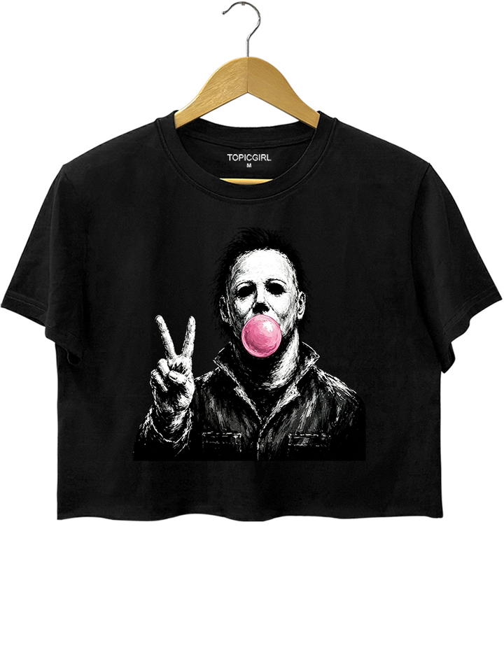 Retro Halloween Bubble Michael Crop Top
