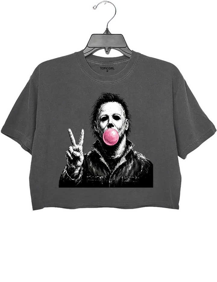 Retro Halloween Bubble Michael Crop Top