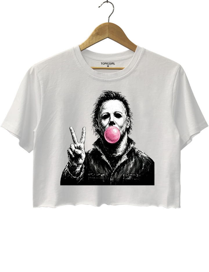 Retro Halloween Bubble Michael Crop Top