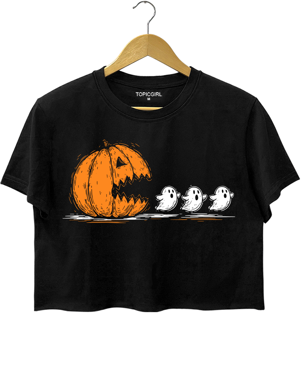 Halloween Pumpkin Eat Ghost Crop Top