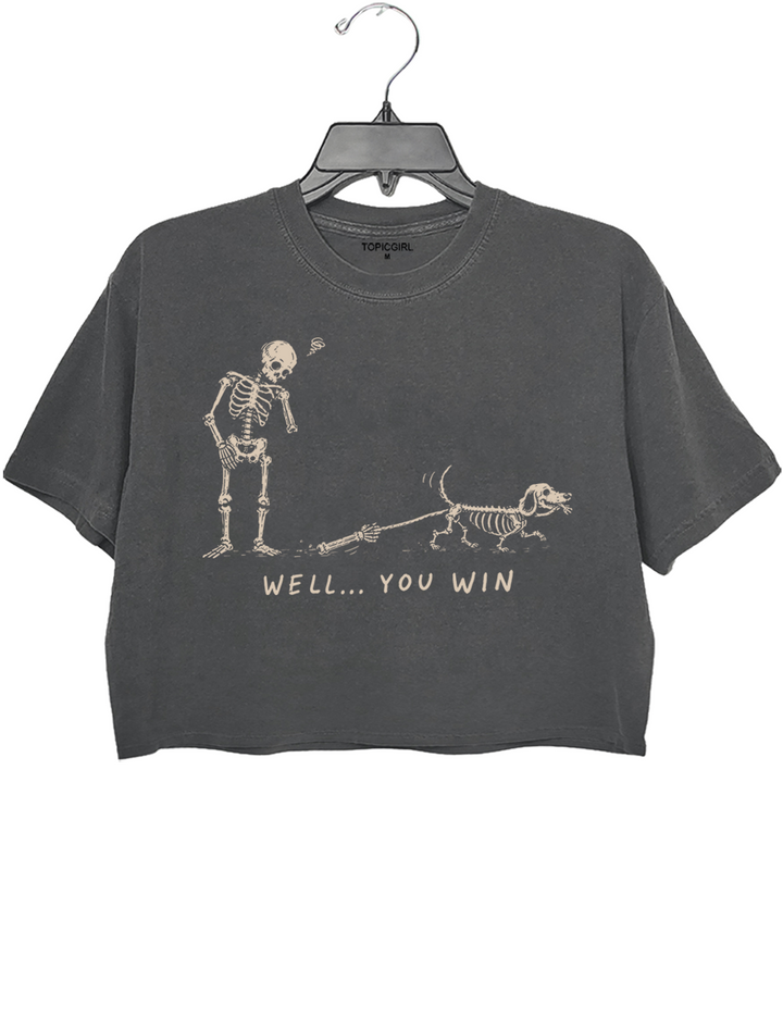 Funny Skeleton And Skeleton Dog Crop Top