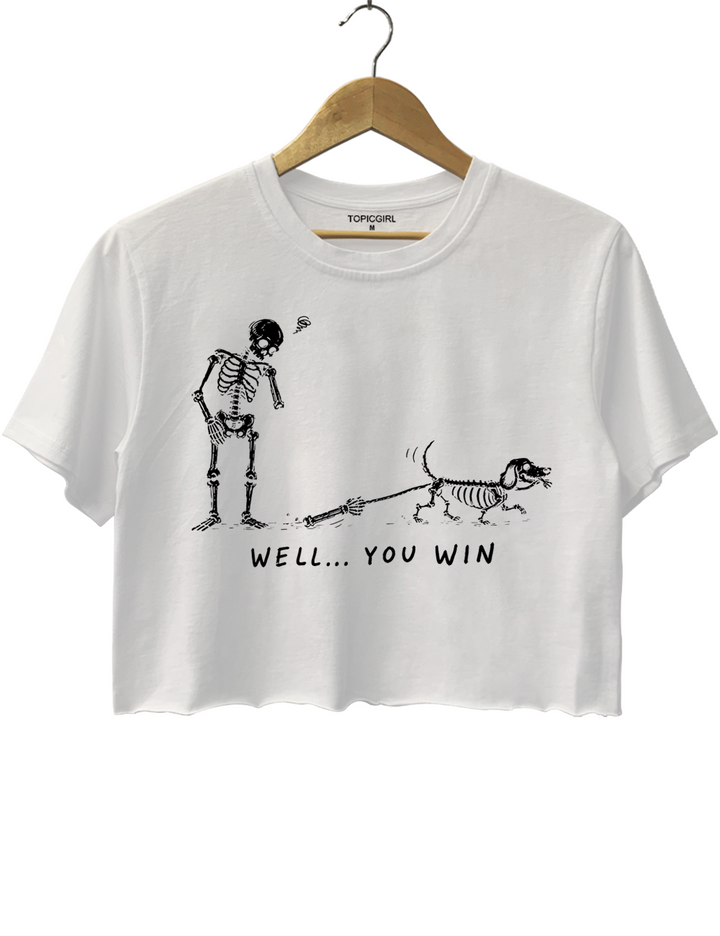 Funny Skeleton And Skeleton Dog Crop Top
