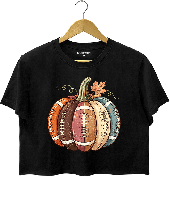 Football Fall Pumpkin Crop Top