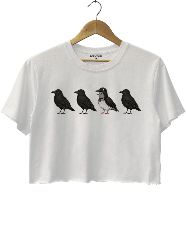 Funny Crow Pigeon Crop Top