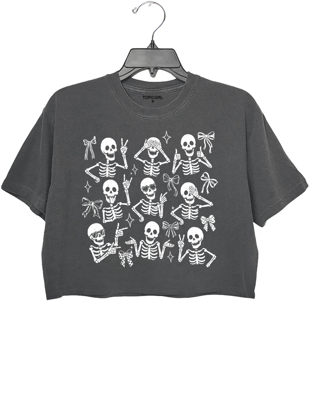 Halloween Funny Skeleton Bow Crop Top