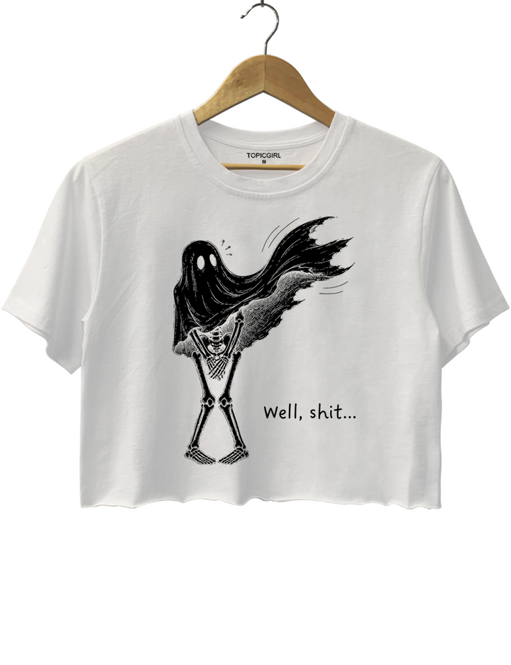 Well Shit Funny Skeleton Crop Top
