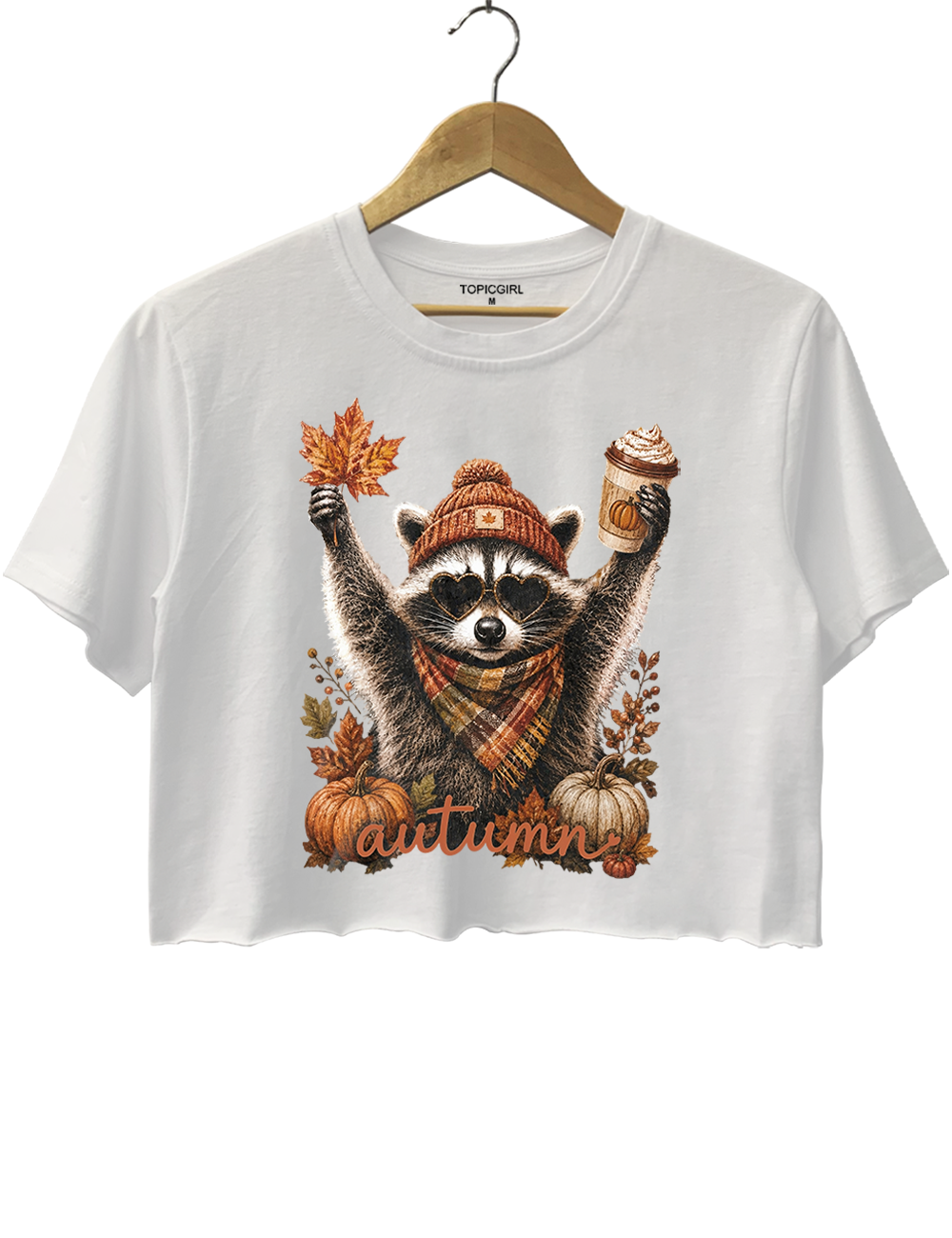 Funny Autumn Raccoon Crop Top