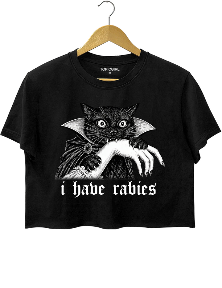 I Have Rabies Vampire Cat Crop Top