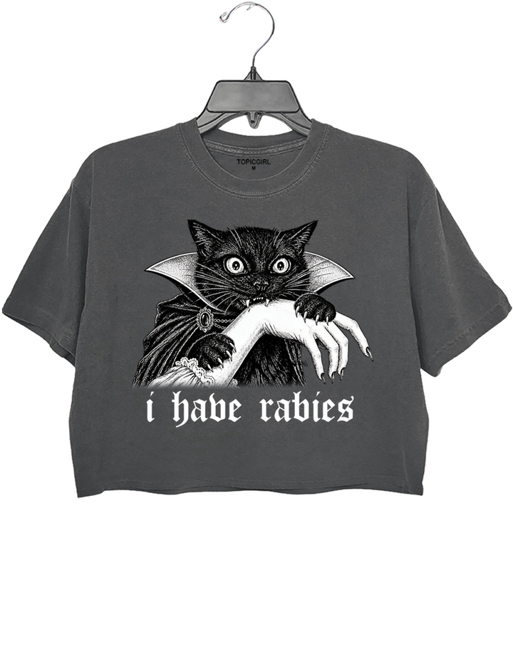 I Have Rabies Vampire Cat Crop Top