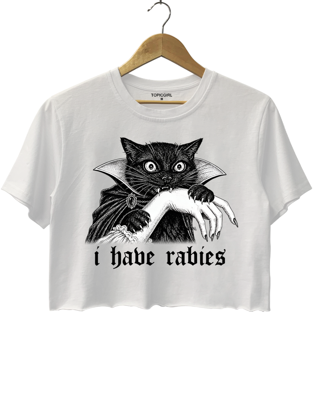 I Have Rabies Vampire Cat Crop Top